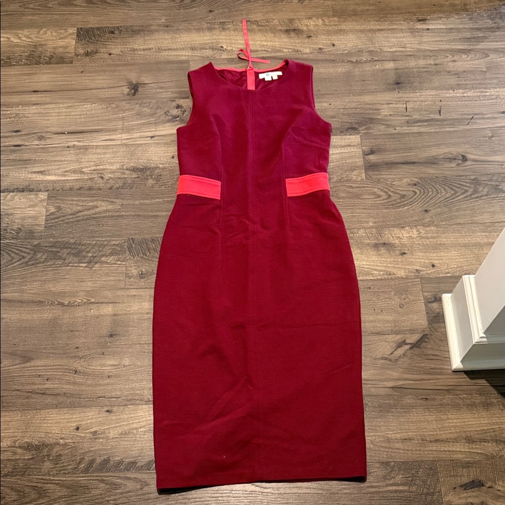 Boden Sleeveless Burgundy and Pink Midi Dress